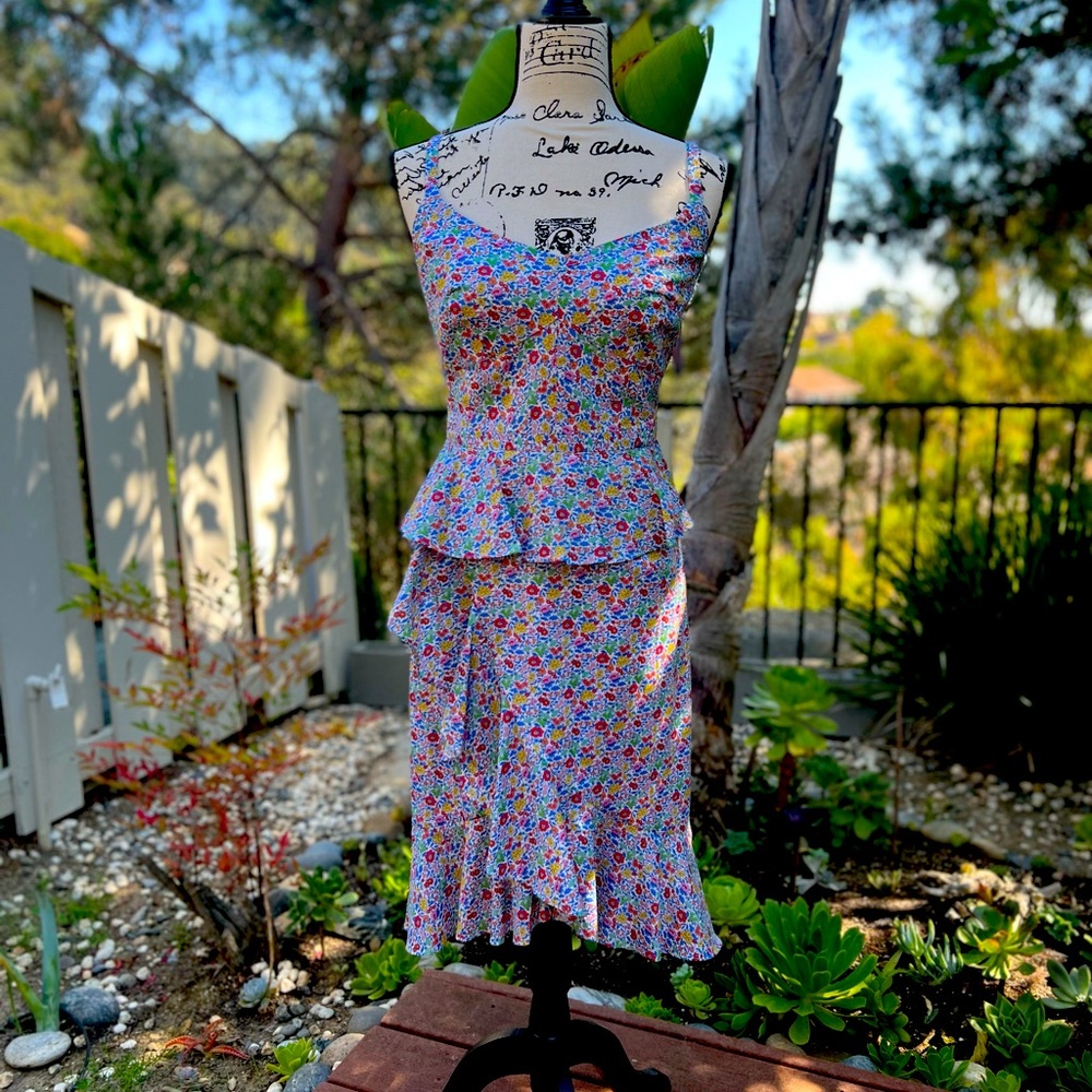 J. Crew Floral Fitted Ruffled Dress